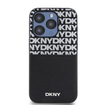 DKNY PU Leather Repeat Pattern Card Pocket Apple iPhone 15 Pro tok, fekete kép
