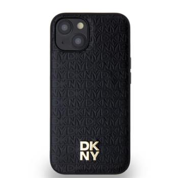 DKNY PU Leather Repeat Pattern Stack Logo Apple iPhone 15 Magsafe kompatibilis hátlap tok, fekete kép