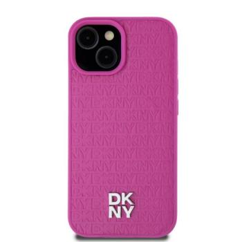DKNY PU Leather Repeat Pattern Stack Logo iPhone 15 MagSafe tok, rózsaszín kép