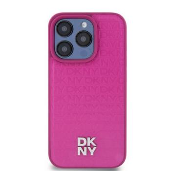 DKNY PU Leather Repeat Pattern Stack Logo iPhone 15 Pro Max Magsafe hátlap tok, rózsaszín kép
