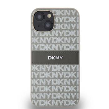 DKNY PU Leather Repeat Pattern Tonal Stripe Apple iPhone 14 hátlap tok, bézs kép