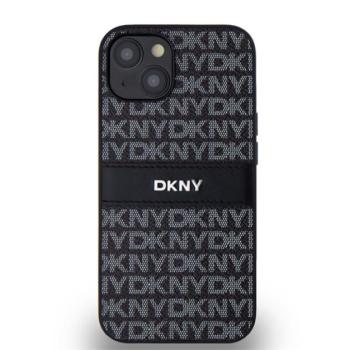 DKNY PU Leather Repeat Pattern Tonal Stripe Apple iPhone 14 hátlap tok, fekete kép