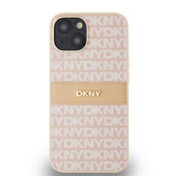 DKNY PU Leather Repeat Pattern Tonal Stripe Apple iPhone 14 hátlap tok, rózsaszín kép
