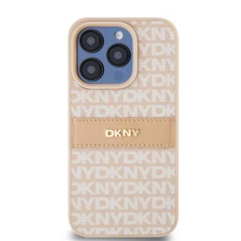 DKNY PU Leather Repeat Pattern Tonal Stripe Apple Iphone 15 Pro hátlap tok, rózsaszín kép
