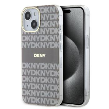 DKNY PU Leather Repeat Pattern Tonal Stripe iPhone 13 tok, bézs kép