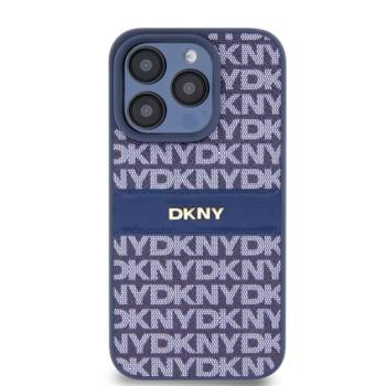 DKNY PU Leather Repeat Pattern Tonal Stripe iPhone 14 Pro Max hátlap tok, kék kép