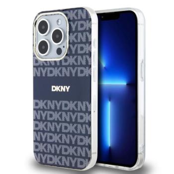 DKNY PU Leather Repeat Pattern Tonal Stripe iPhone 14 Pro Max tok, kék kép