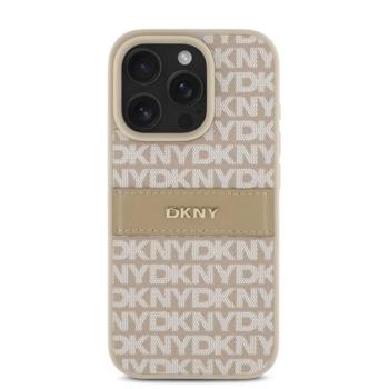 DKNY PU Leather Repeat Pattern Tonal Stripe iPhone 16 Pro Max tok, rózsaszín kép