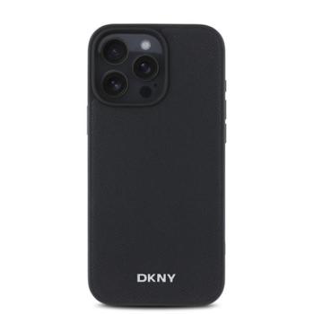 DKNY PU Leather Silver Metal Logo iPhone 16 Pro MagSafe tok, fekete kép