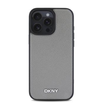DKNY PU Leather Silver Metal Logo iPhone 16 Pro Max MagSafe tok, szürke kép
