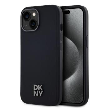 DKNY PU Leather Stack Logo iPhone 14 MagSafe tok, fekete kép