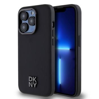 DKNY PU Leather Stack Logo iPhone 14 Pro MagSafe tok, fekete kép