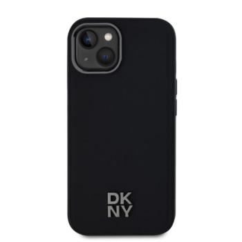 DKNY PU Leather Stack Logo iPhone 15 MagSafe tok, fekete kép