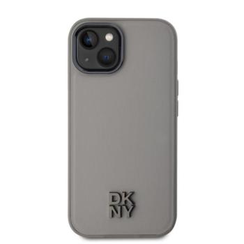 DKNY PU Leather Stack Logo iPhone 15 MagSafe tok, szürke kép