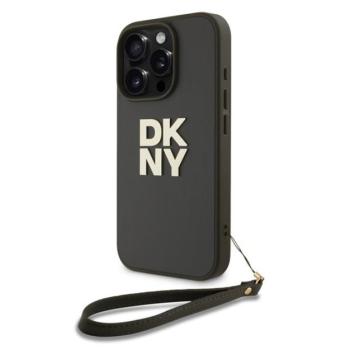 DKNY PU Leather Stack Logo iPhone 16 Pro Max tok csuklópánttal, zöld kép