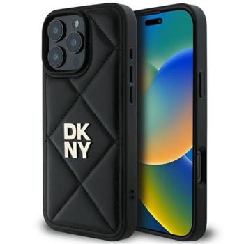 DKNY Quilted Stack Logo iPhone 16 Pro hátlap tok, fekete DKHCP16LPQDSLK kép