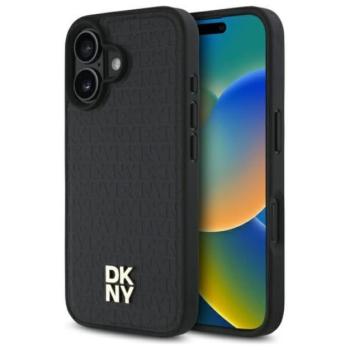 DKNY Repeat Pattern Stack Logo iPhone 16 Magsafe hátlap tok, fekete DKHMP16SPSHRPSK kép