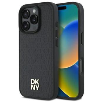 DKNY Repeat Pattern Stack Logo iPhone 16 Pro Max Magsafe hátlap tok, fekete DKHMP16XPSHRPSK kép