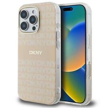 DKNY Repeat texture patern &amp; Stripe iPhone 16 Pro MagSafe hátlap tok, rózsaszín DKHMP16LHRHSEP kép