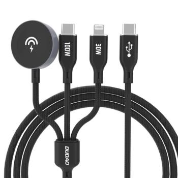 Dudao A12Max+ Apple Watch töltőkábel Type-C és Lightning csatlakozással 100W 1.2m - fekete kép