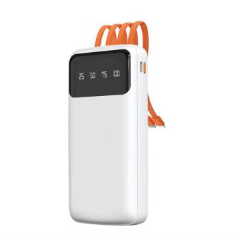 Dudao K6Pro Universal 10000mAh Power Bank külső akkumulátor USB kábel, USB Type C, Lightning fehér (K6Pro-fehér) kép