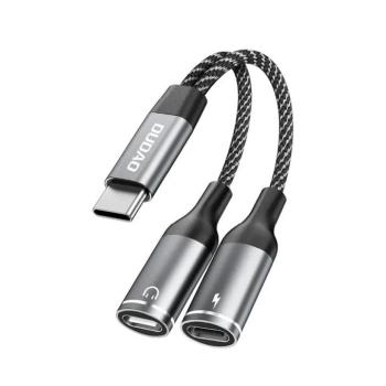 Dudao L13C+ Type-C - Type-C elosztó adapter - szürke kép