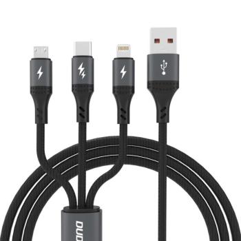 Dudao L3E USB-A - Type-C/Lightning/micro USB kábel 60W 1.2m - fekete kép