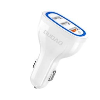 Dudao univerzális autós töltő 3x USB Quick Charge 3.0 QC3.0 2.4a 18W fehér (R7S fehér) kép