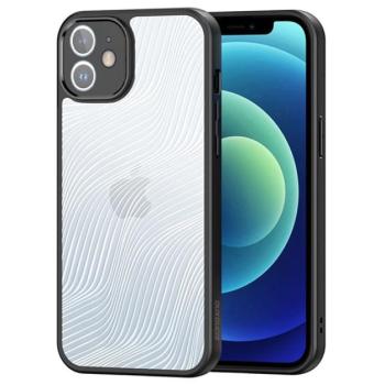 DUX DUCIS AIMO műanyag telefonvédő (közepesen ütésálló, szilikon keret, kamera védelem, matt, hullám minta) FEKETE Apple iPhone 12 kép