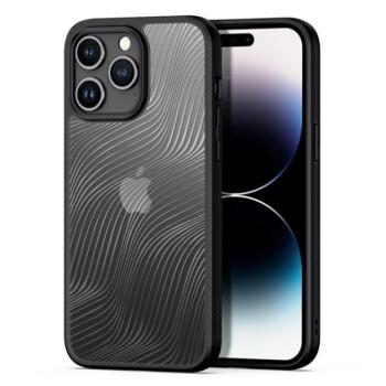 DUX DUCIS AIMO műanyag telefonvédő (közepesen ütésálló, szilikon keret, kamera védelem, matt, hullám minta) FEKETE Apple iPhone 15 Pro Max kép