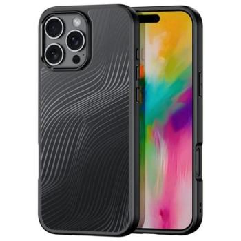 DUX DUCIS AIMO műanyag telefonvédő (ütésállóság, szilikon keret, kameravédő, matt, hullám) FEKETE Apple iPhone 16 Pro Max kép