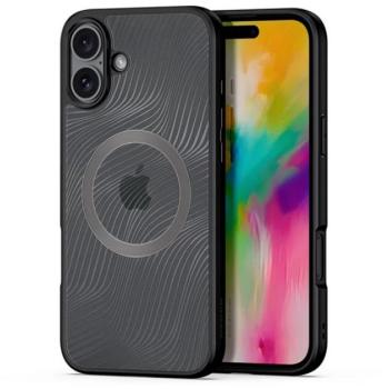 DUX DUCIS AIMO szilikon telefonvédő (ütésállóság, kameravédő, MagSafe, hullám) FEKETE Apple iPhone 16 kép