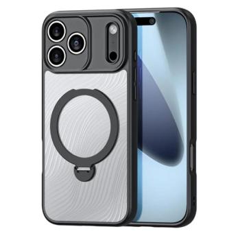 DUX DUCIS AIMO szilikon telefonvédő (ütésállóság, kameravédő, MagSafe, kitámasztó, hullám) FEKETE Apple iPhone 17 Pro Max kép