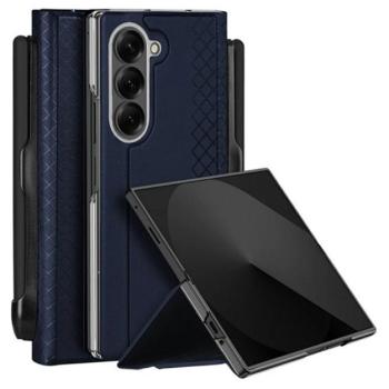 DUX DUCIS BRIL műanyag telefonvédő (ütésállóság, bőr hatású hátlap, asztali tartó, ceruzatartó, rombusz) SÖTÉTKÉK Samsung Galaxy Z Fold7 (SM-F966) kép