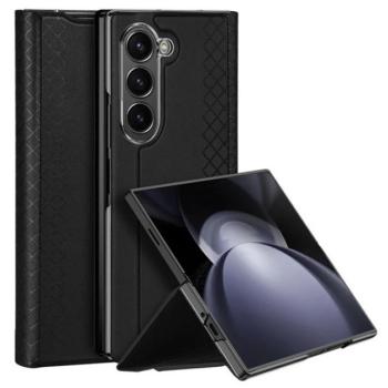 DUX DUCIS BRIL műanyag telefonvédő (ütésállóság, bőr hatású hátlap, asztali tartó, rombusz) FEKETE Samsung Galaxy Z Fold6 5G (SM-F956) kép