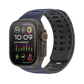 Dux Ducis CS Apple Watch 42/44/45/46/49mm mágneses szilikon szíj, kék-fekete kép
