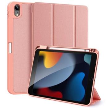 DUX DUCIS DOMO tok álló, bőr hatású (aktív FLIP, oldalra nyíló, TRIFOLD Apple pencil tartó, textil minta) RÓZSASZÍN Apple IPAD 10.9 (2022) kép