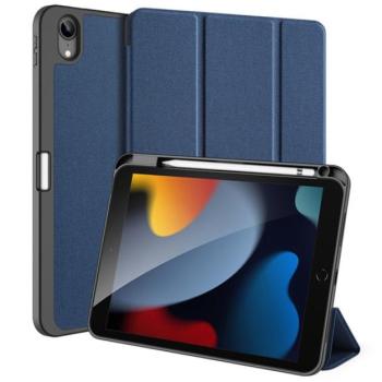 DUX DUCIS DOMO tok álló, bőr hatású (aktív FLIP, oldalra nyíló, TRIFOLD Apple pencil tartó, textil minta) SÖTÉTKÉK Apple IPAD 10.9 (2022) kép