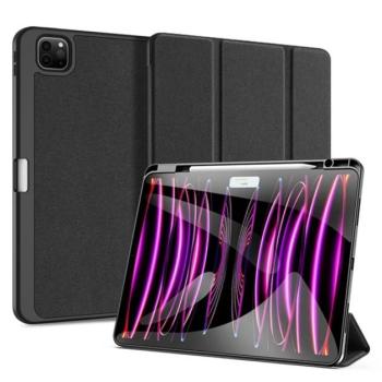 DUX DUCIS DOMO tok álló, bőr hatású (aktív FLIP, oldalra nyíló, TRIFOLD, asztali tartó, ceruza tartó) FEKETE Apple IPAD Pro 13 (2024) kép