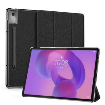 DUX DUCIS DOMO tok álló, bőr hatású (aktív FLIP, oldalra nyíló, TRIFOLD, asztali tartó, ceruza tartó) FEKETE Lenovo Idea Tab Pro (TB373FU) WIFI kép