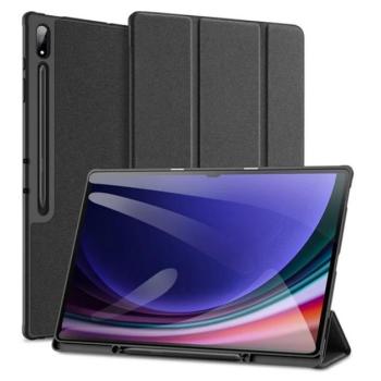 DUX DUCIS DOMO tok álló, bőr hatású (aktív FLIP, oldalra nyíló, TRIFOLD, asztali tartó, ceruza tartó) FEKETE Samsung Galaxy Tab S10 Ultra LTE (SM-X926B), Galaxy Tab S10 Ultra WIFI (SM-X920) kép