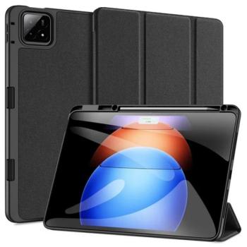 DUX DUCIS DOMO tok álló, bőr hatású (aktív FLIP, oldalra nyíló, TRIFOLD, asztali tartó, ceruza tartó) FEKETE Xiaomi Pad 6S Pro kép