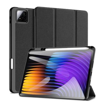 DUX DUCIS DOMO tok álló, bőr hatású (aktív FLIP, oldalra nyíló, TRIFOLD, asztali tartó, ceruza tartó) FEKETE Xiaomi Pad 7 Pro, Pad 7 kép