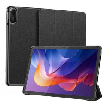 DUX DUCIS DOMO tok álló, bőr hatású (aktív FLIP, oldalra nyíló, TRIFOLD, asztali tartó, ceruza tartó) FEKETE Xiaomi Redmi Pad 2 kép