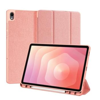 DUX DUCIS DOMO tok álló, bőr hatású (aktív FLIP, oldalra nyíló, TRIFOLD, asztali tartó, ceruza tartó) RÓZSASZÍN Samsung Galaxy Tab S11 5G (SM-X736B), Galaxy Tab S11 WIFI (SM-X730) kép