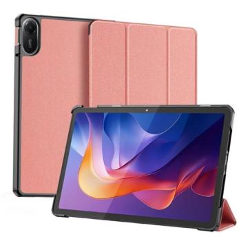 DUX DUCIS DOMO tok álló, bőr hatású (aktív FLIP, oldalra nyíló, TRIFOLD, asztali tartó, ceruza tartó) RÓZSASZÍN Xiaomi Redmi Pad 2 kép