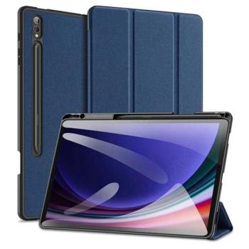 DUX DUCIS DOMO tok álló, bőr hatású (aktív FLIP, oldalra nyíló, TRIFOLD, asztali tartó, ceruza tartó) SÖTÉTKÉK Samsung Galaxy Tab S10 Plus LTE (SM-X826B), Galaxy Tab S10 Plus WIFI (SM-X82 kép