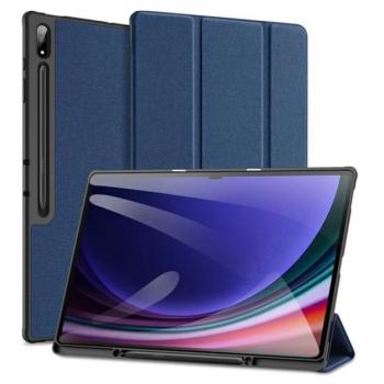 DUX DUCIS DOMO tok álló, bőr hatású (aktív FLIP, oldalra nyíló, TRIFOLD, asztali tartó, ceruza tartó) SÖTÉTKÉK Samsung Galaxy Tab S10 Ultra LTE (SM-X926B), Galaxy Tab S10 Ultra WIFI (SM-X kép