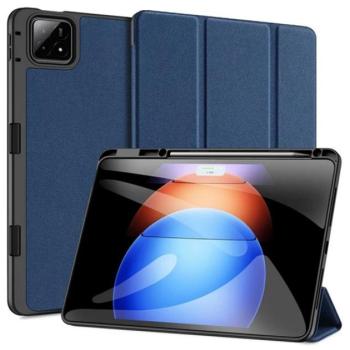 DUX DUCIS DOMO tok álló, bőr hatású (aktív FLIP, oldalra nyíló, TRIFOLD, asztali tartó, ceruza tartó) SÖTÉTKÉK Xiaomi Pad 6S Pro kép