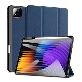 DUX DUCIS DOMO tok álló, bőr hatású (aktív FLIP, oldalra nyíló, TRIFOLD, asztali tartó, ceruza tartó) SÖTÉTKÉK Xiaomi Pad 7 Pro, Pad 7 kép